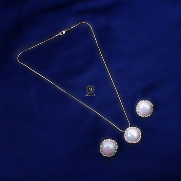 Mili Pearl CZ Designer Pendant Set