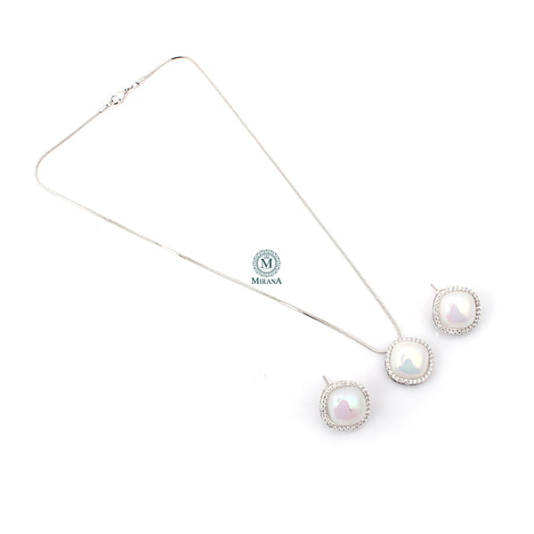 Mili Pearl CZ Designer Pendant Set