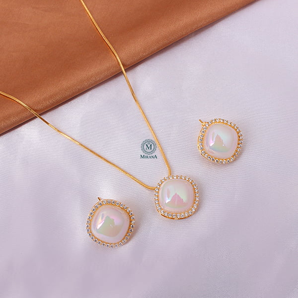 Mili Pearl CZ Designer Pendant Set