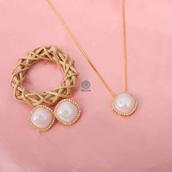 Mili Pearl CZ Designer Pendant Set