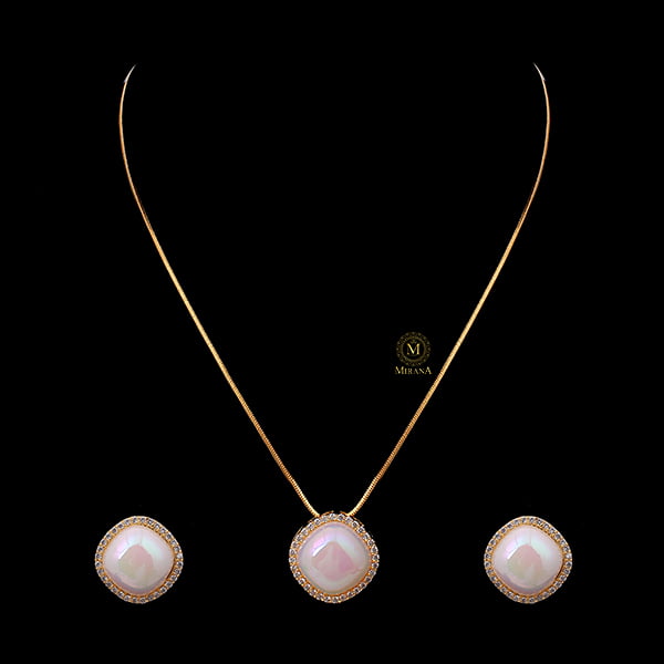 Mili Pearl CZ Designer Pendant Set