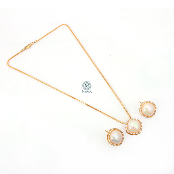 Mili Pearl CZ Designer Pendant Set