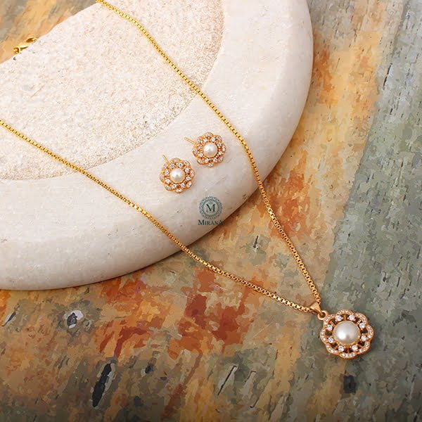 Neysa Pearl CZ Designer Pendant Set