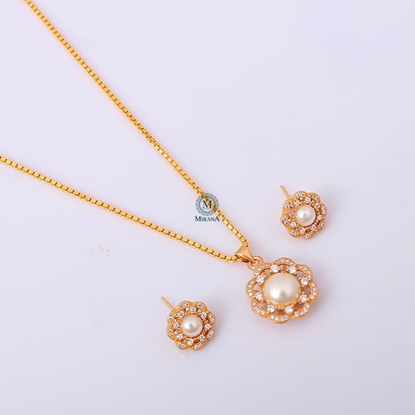 Neysa Pearl CZ Designer Pendant Set