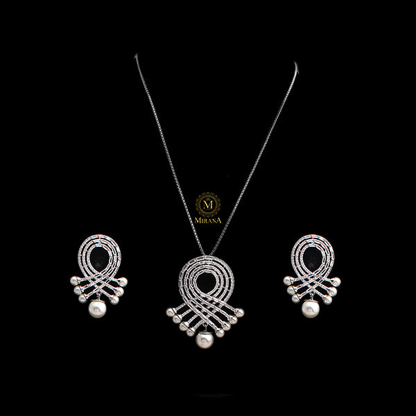 Kiara Pearl CZ Pendant Set