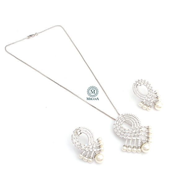 Kiara Pearl CZ Pendant Set