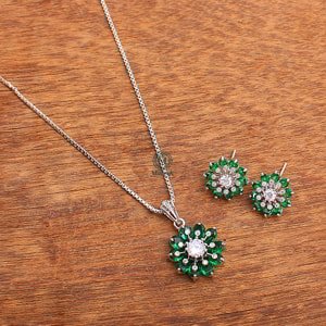 Mimi Emerald Green Designer Pendant Set