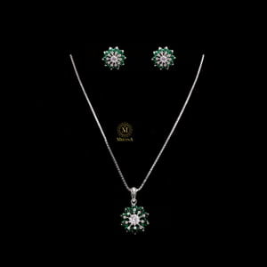 Mimi Emerald Green Designer Pendant Set