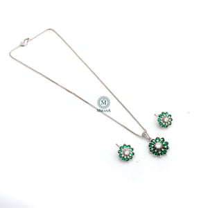 Mimi Emerald Green Designer Pendant Set