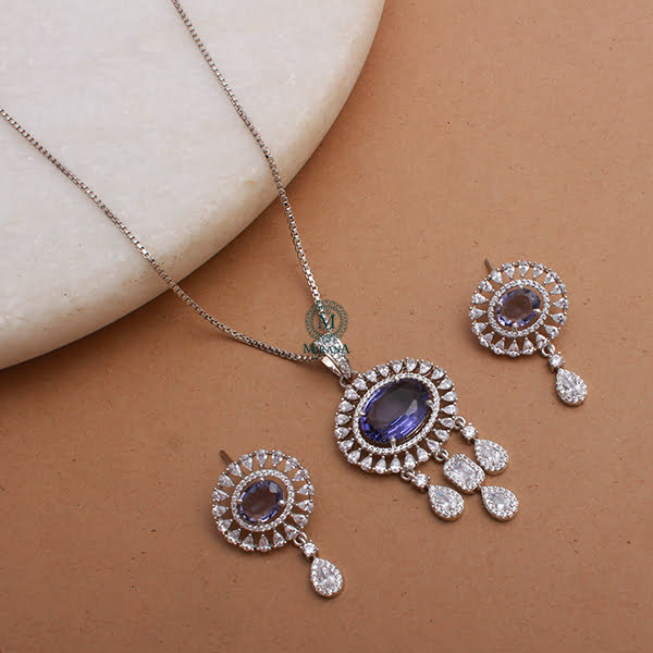 Lavi Lavender CZ Designer Pendant Set