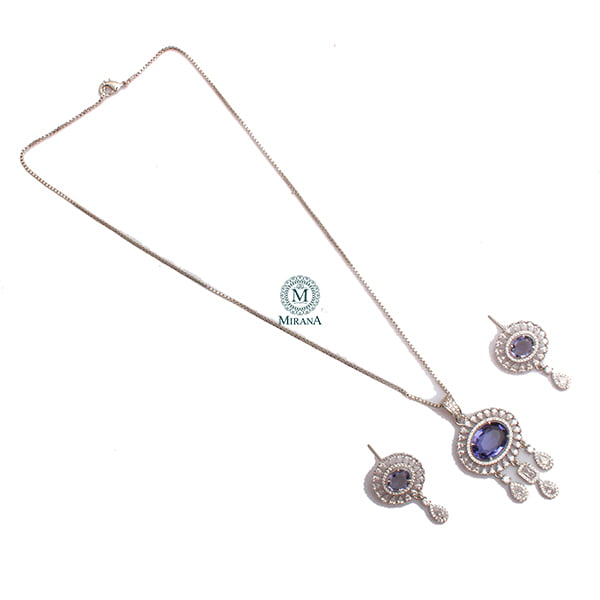 Lavi Lavender CZ Designer Pendant Set