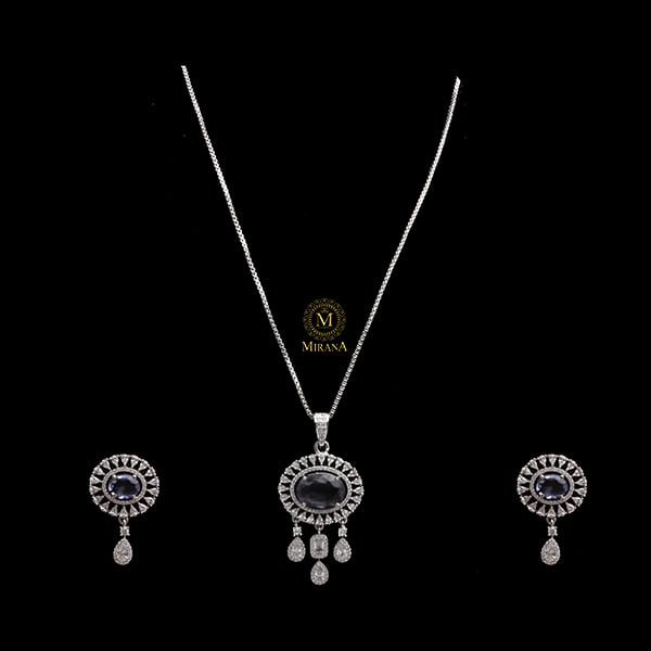 Lavi Lavender CZ Designer Pendant Set
