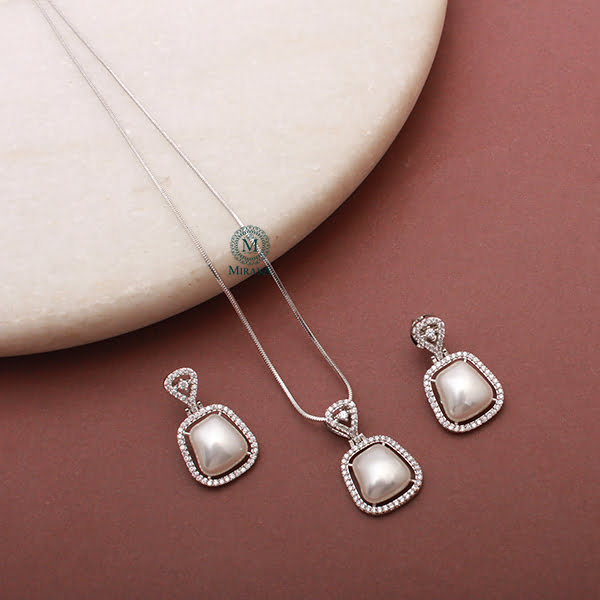 Christy Pearl CZ Designer Pendant Set