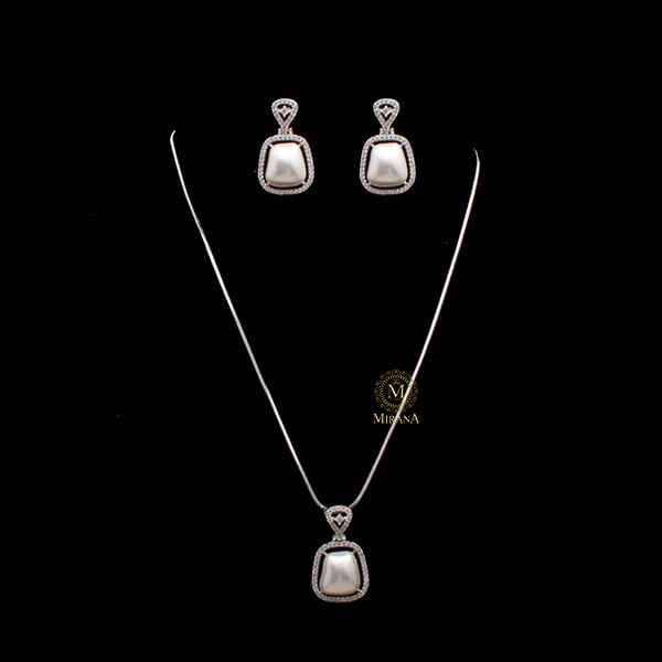 Christy Pearl CZ Designer Pendant Set