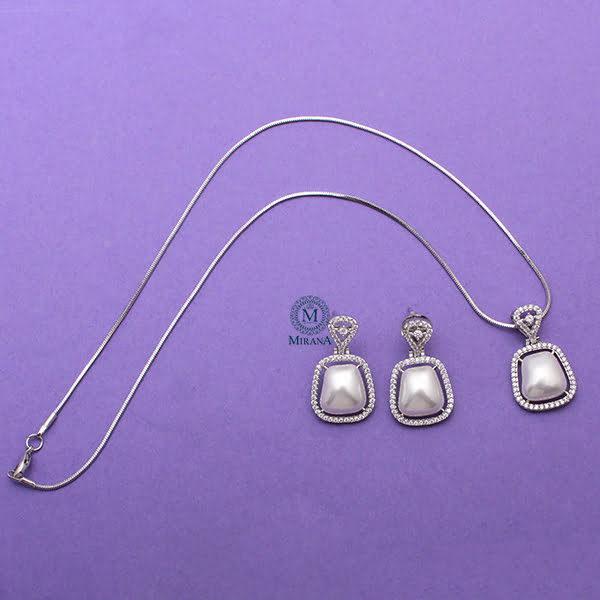 Christy Pearl CZ Designer Pendant Set