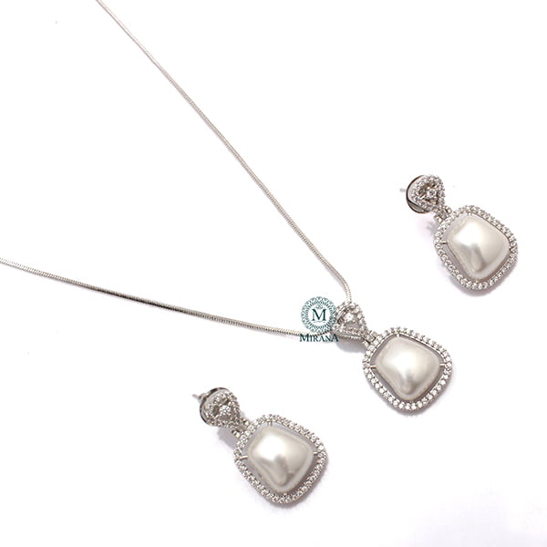 Christy Pearl CZ Designer Pendant Set