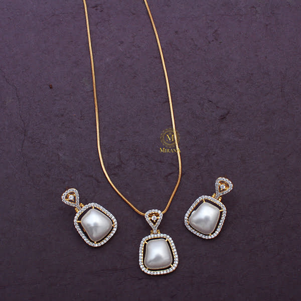 Christy Pearl CZ Designer Pendant Set