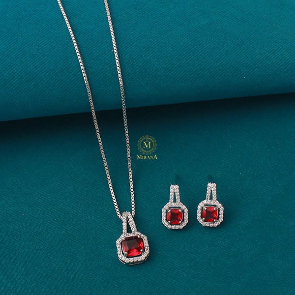 Everly CZ Designer Colour Pendant Set