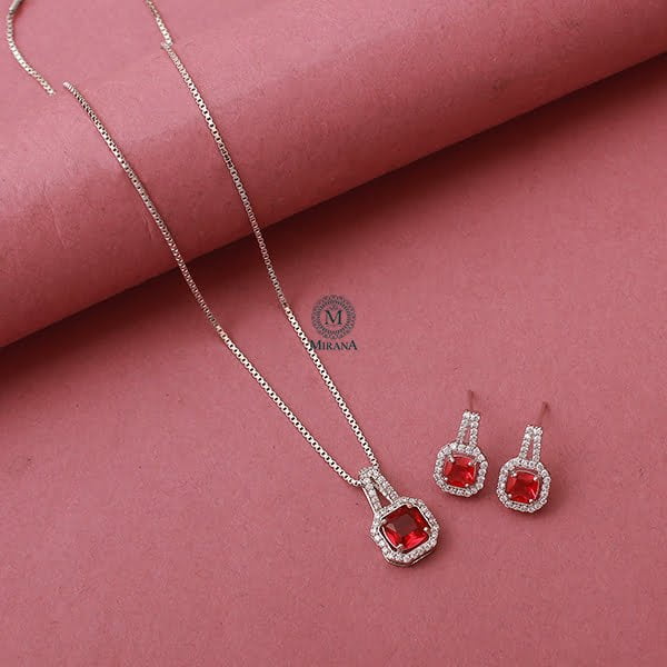 Everly CZ Designer Colour Pendant Set