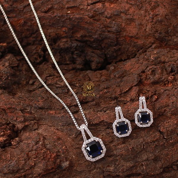 Everly CZ Designer Colour Pendant Set