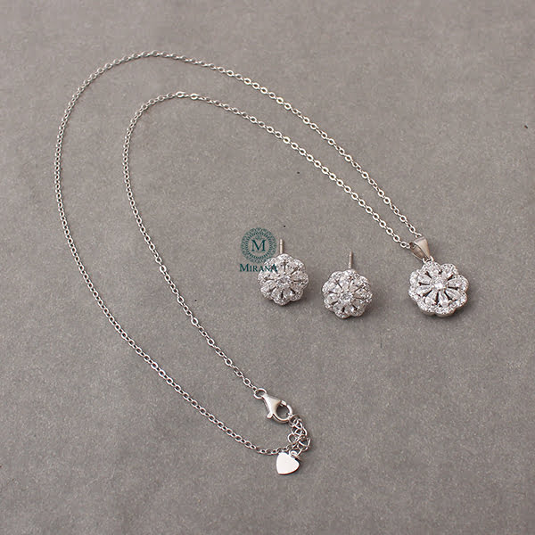 Lily 925 Pure Silver Designer Pendant Set