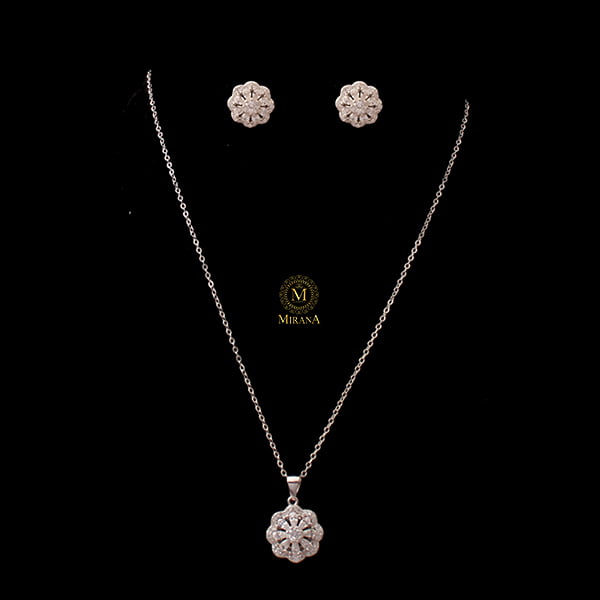 Lily 925 Pure Silver Designer Pendant Set