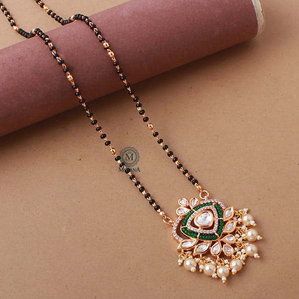 Manvi Emerald Green Polki Mangalsutra