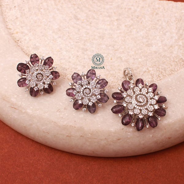 Ellie Lavender CZ Designer Pendant Set