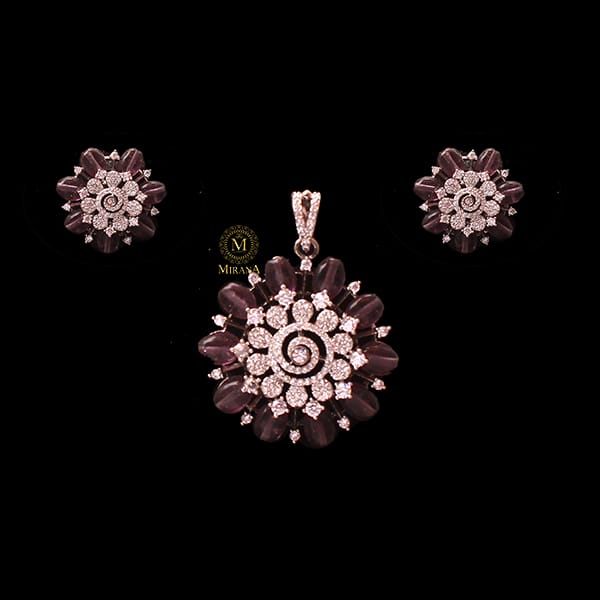 Ellie Lavender CZ Designer Pendant Set