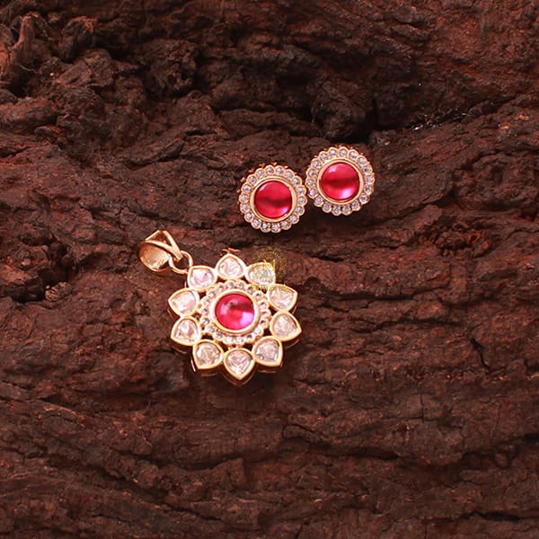 Kaamini Ruby Polki Designer Pendant Set