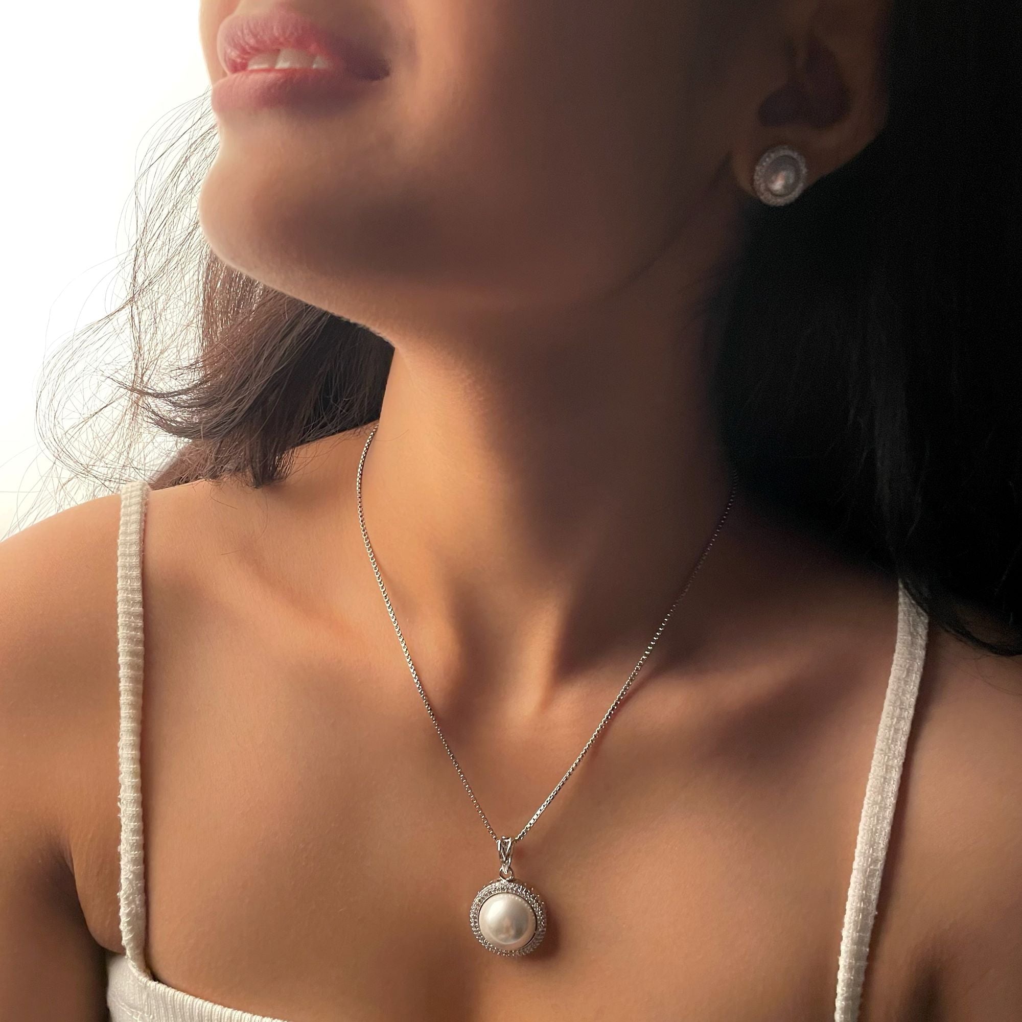 Fiza Pearl CZ Designer Pendant Set