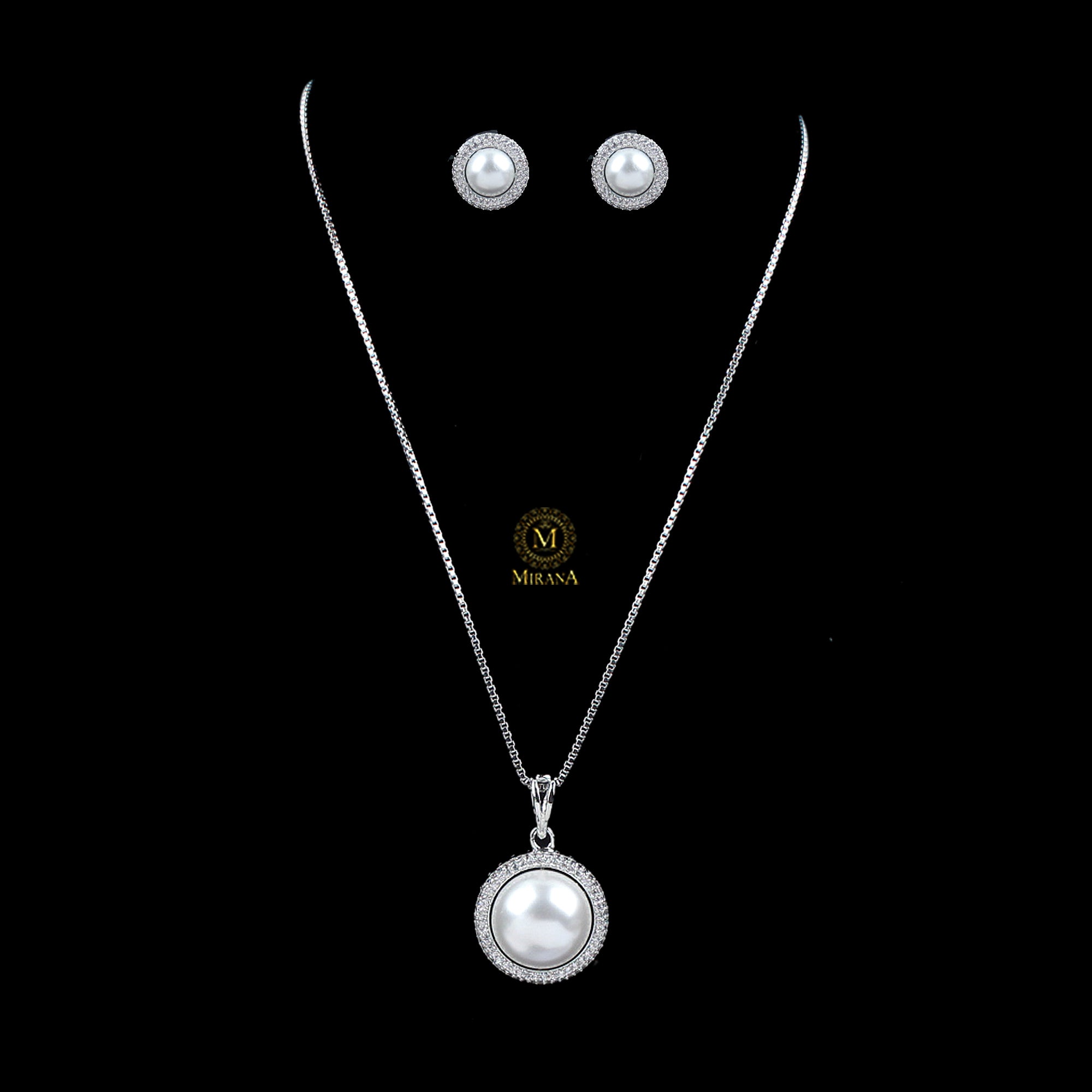 Fiza Pearl CZ Designer Pendant Set