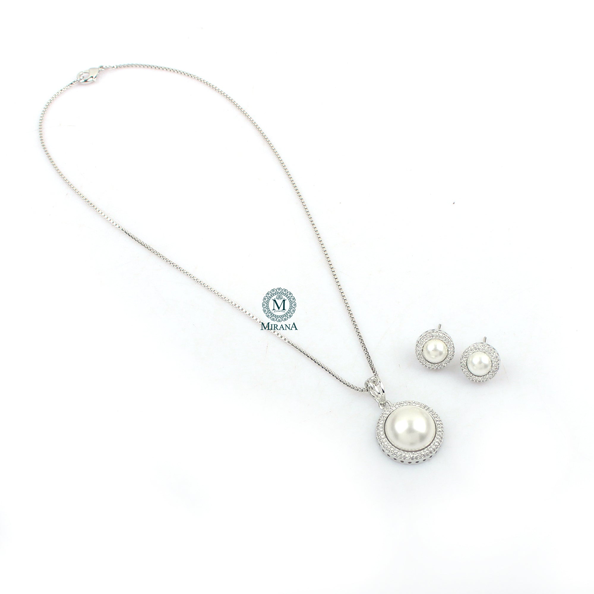 Fiza Pearl CZ Designer Pendant Set