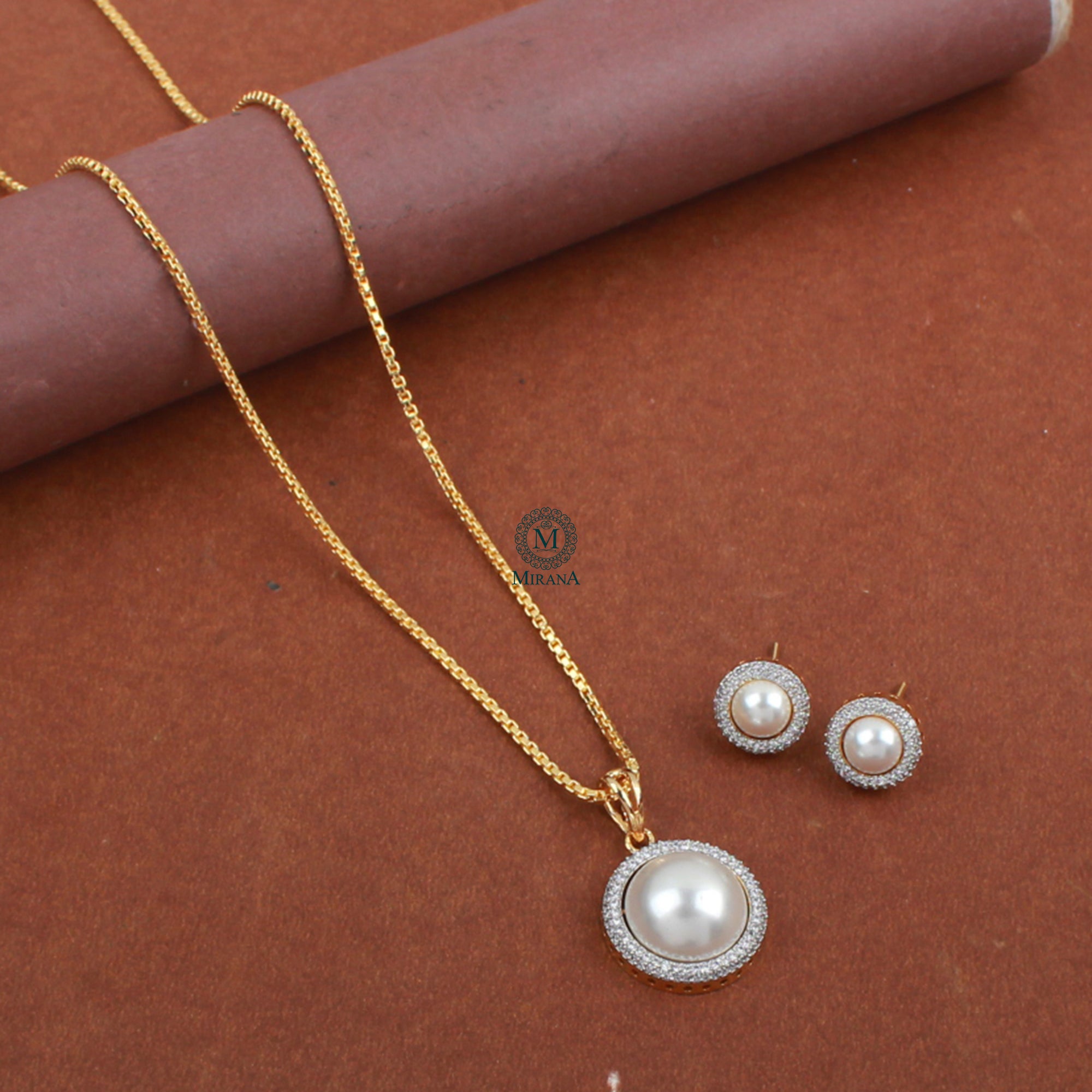 Fiza Pearl CZ Designer Pendant Set