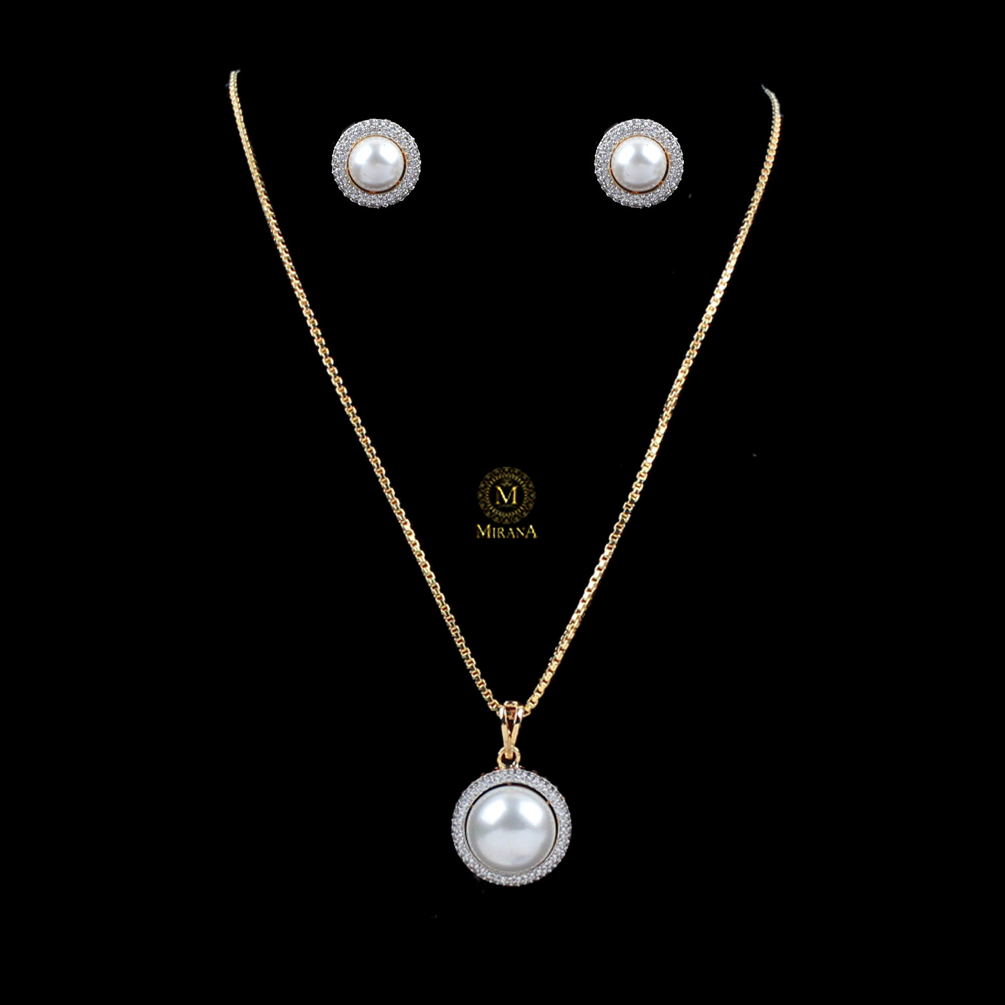 Fiza Pearl CZ Designer Pendant Set
