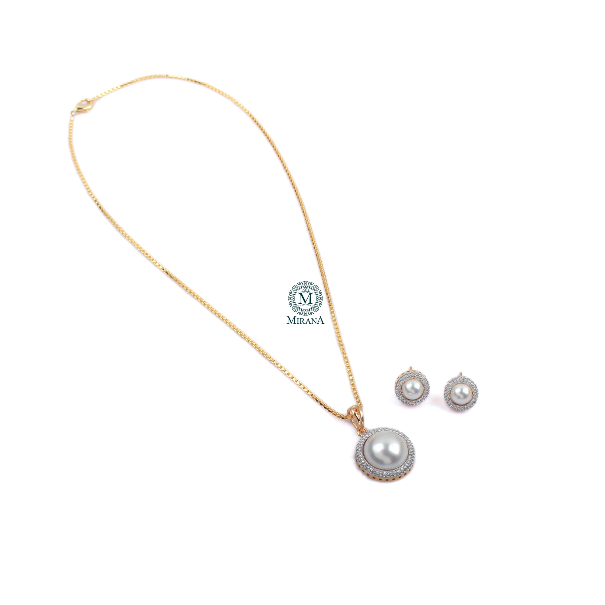 Fiza Pearl CZ Designer Pendant Set