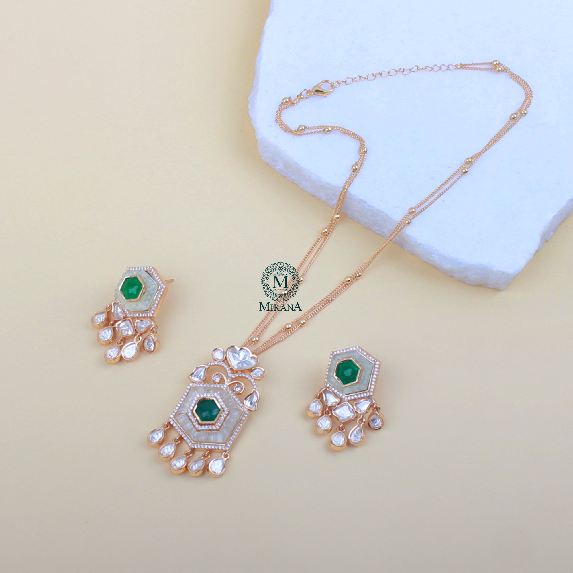 Vandi MOP Polki Designer Pendant Set
