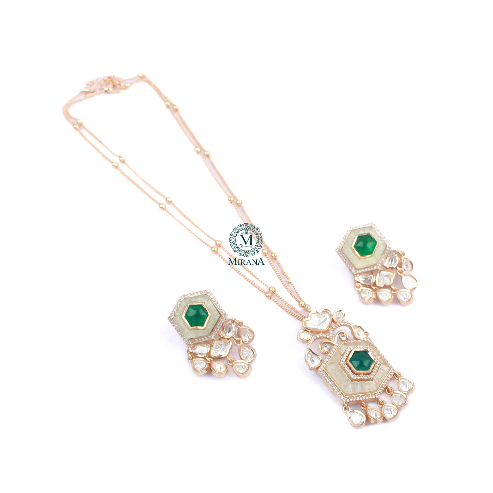 Vandi MOP Polki Designer Pendant Set