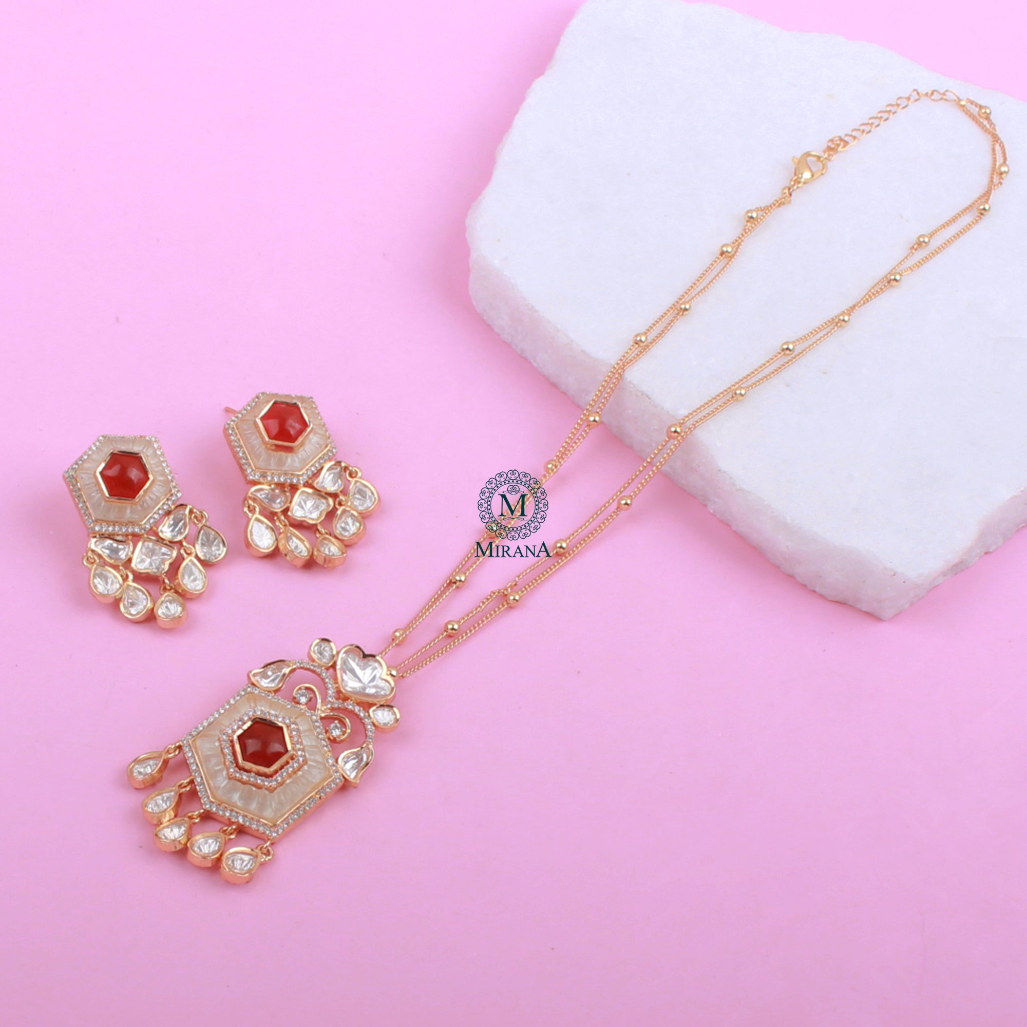 Vandi MOP Polki Designer Pendant Set