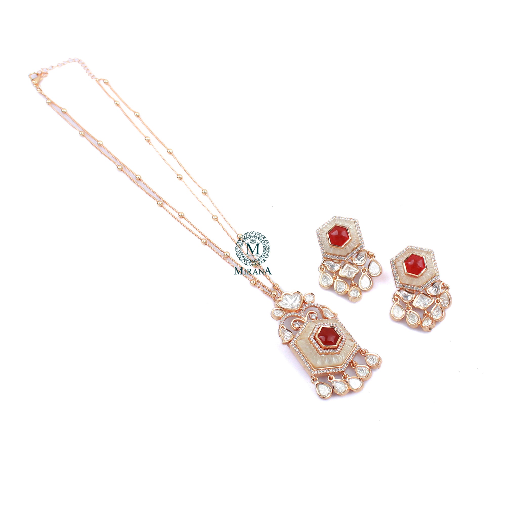 Vandi MOP Polki Designer Pendant Set