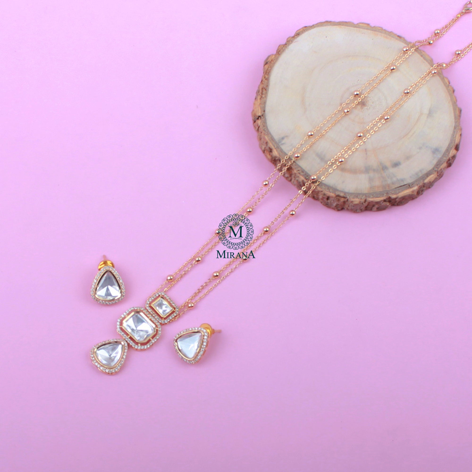 Vernika Polki Designer Pendant Set
