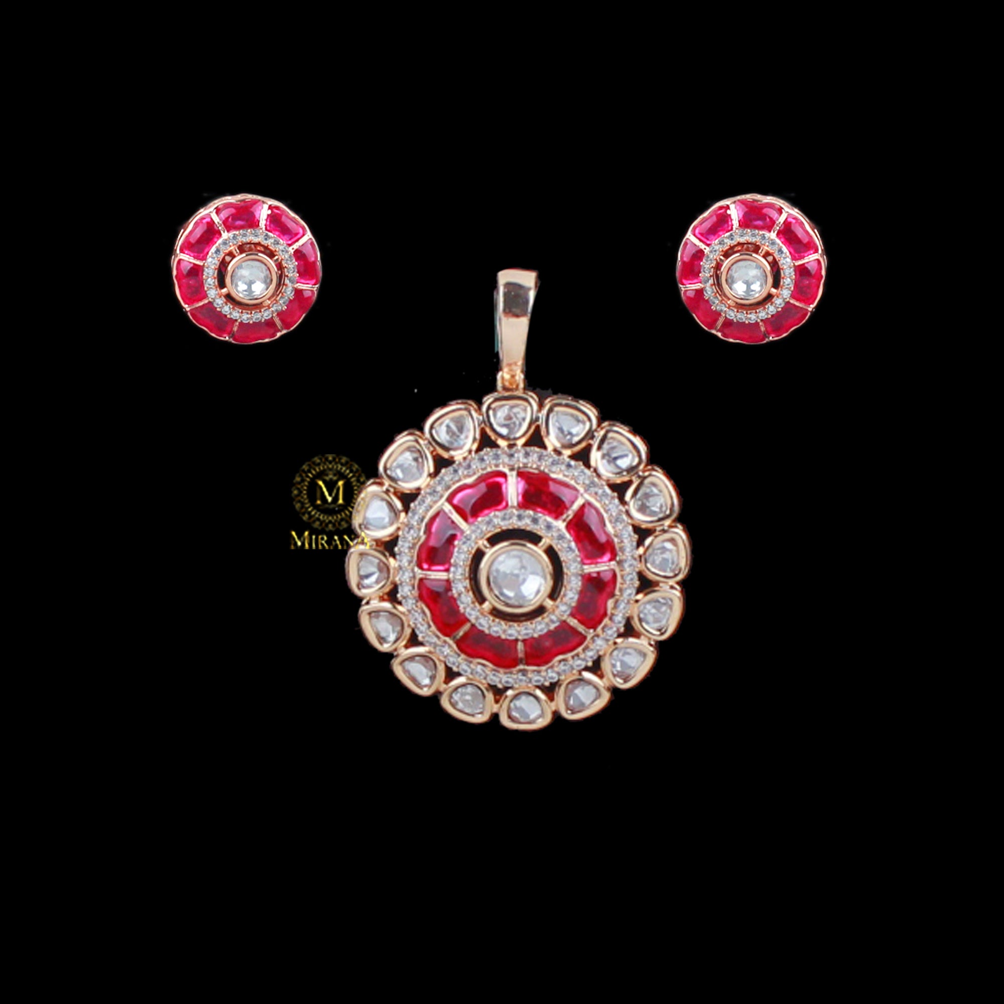 Anantika Ruby Polki Designer Pendant Set