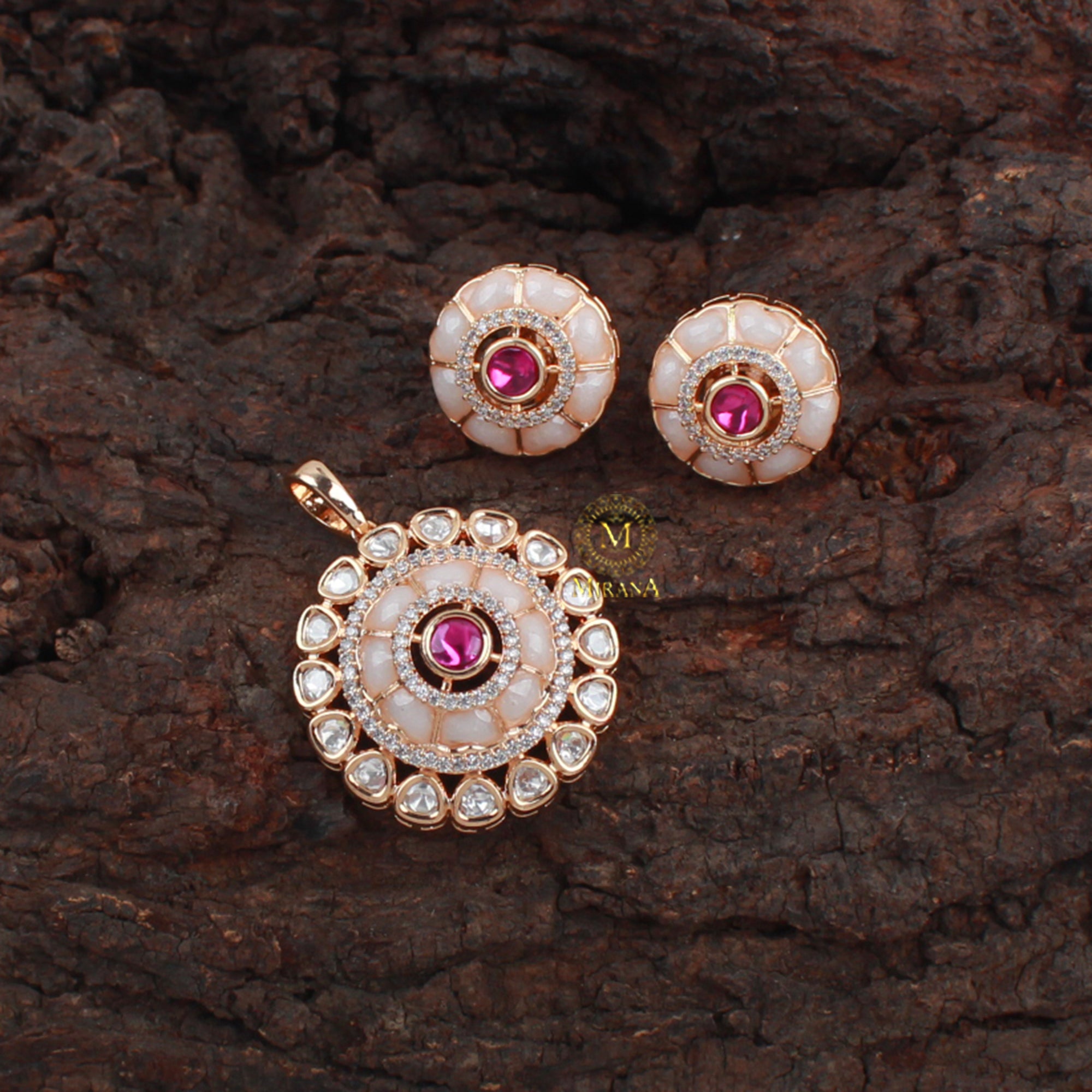 Anantika Ivory Polki Designer Pendant Set