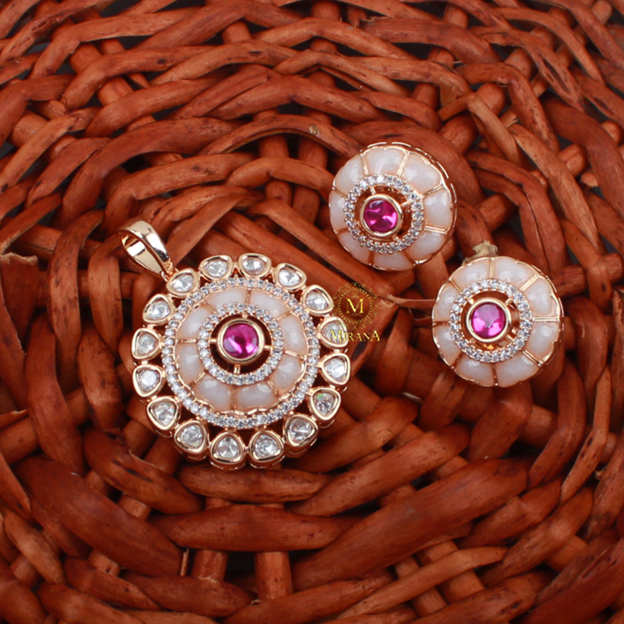 Anantika Ivory Polki Designer Pendant Set