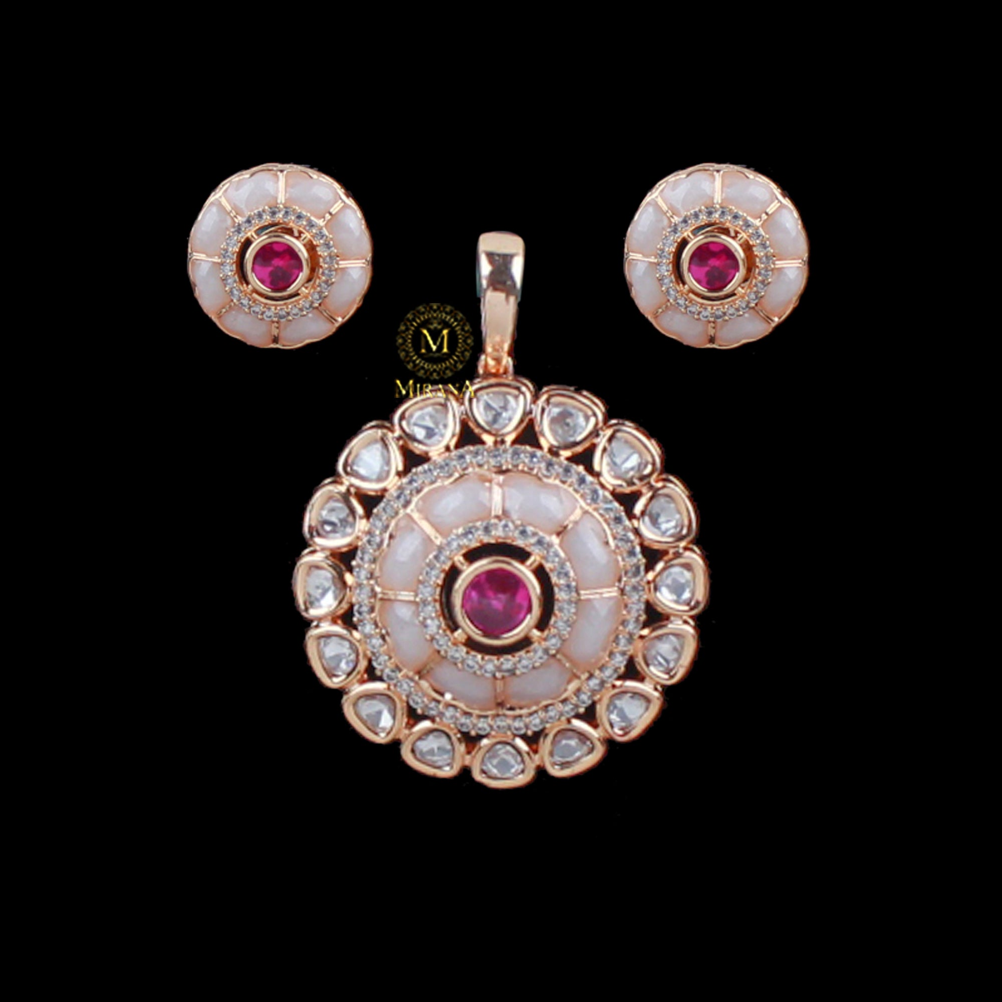 Anantika Ivory Polki Designer Pendant Set