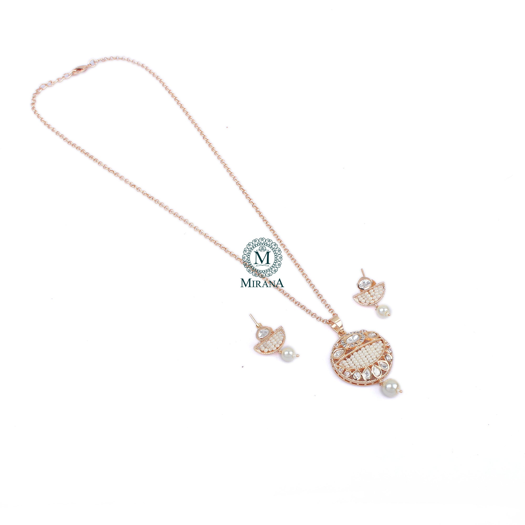 Aarushi Pearl Polki Designer Pendant Set
