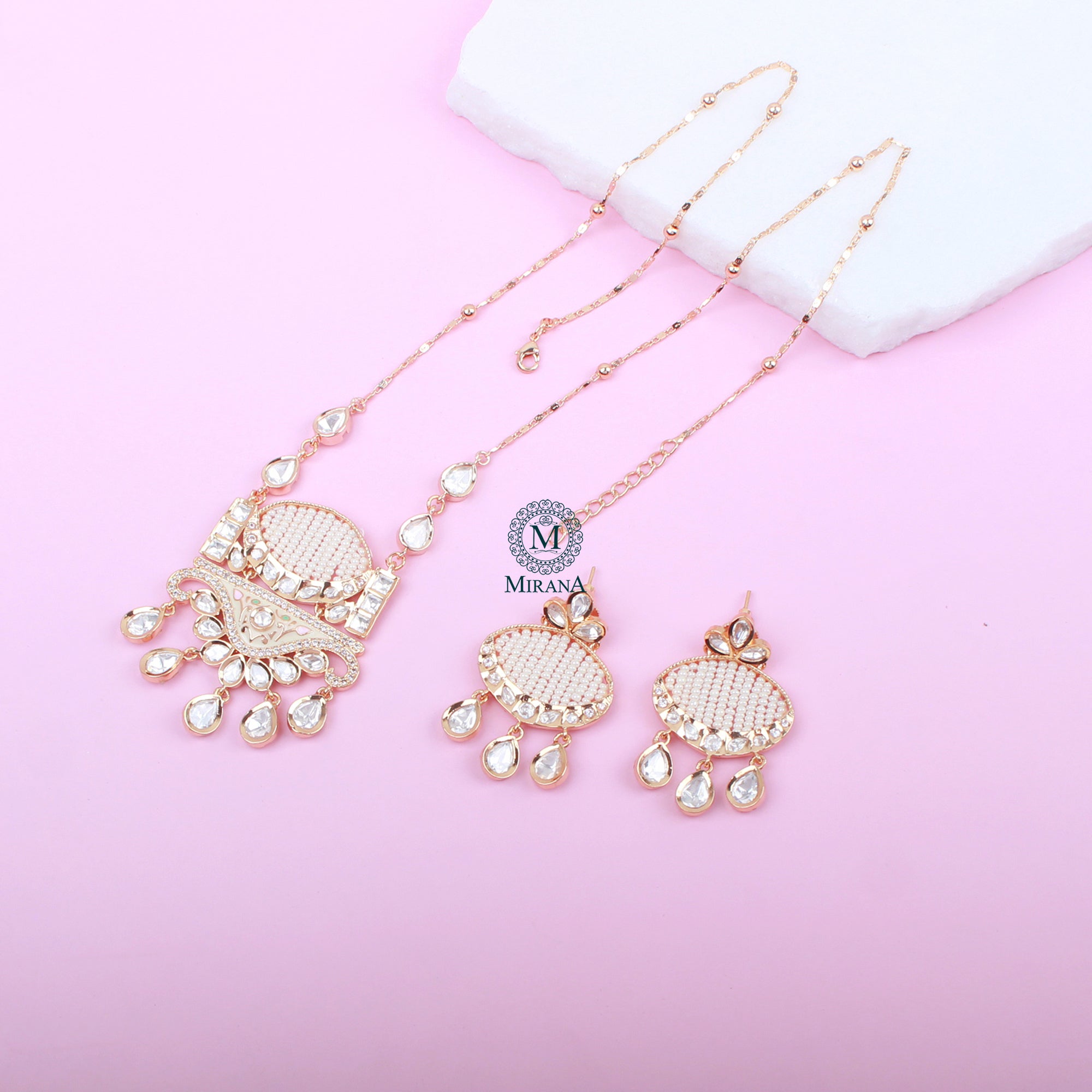 Jasmin Meenakari Polki Designer Pendant Set