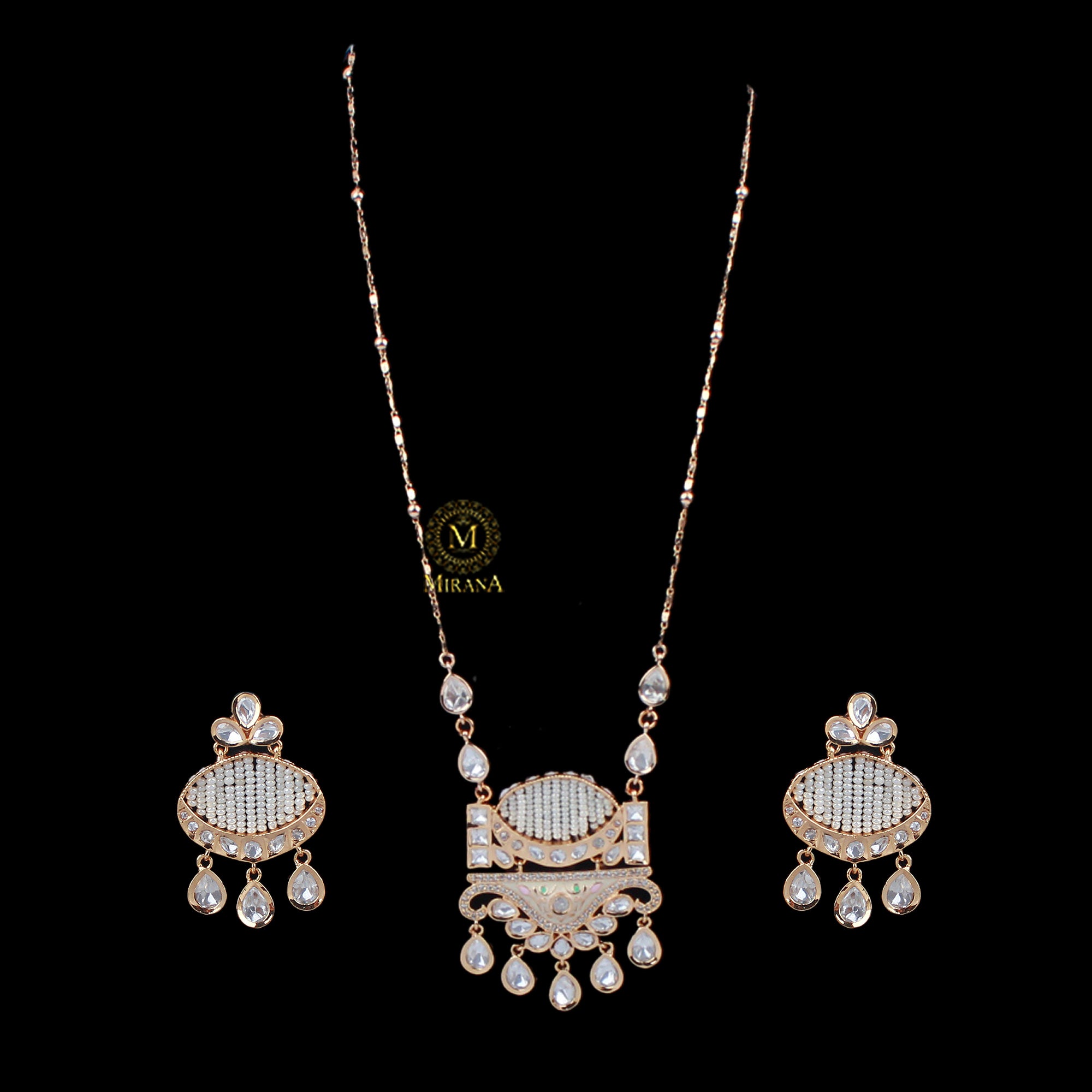 Jasmin Meenakari Polki Designer Pendant Set