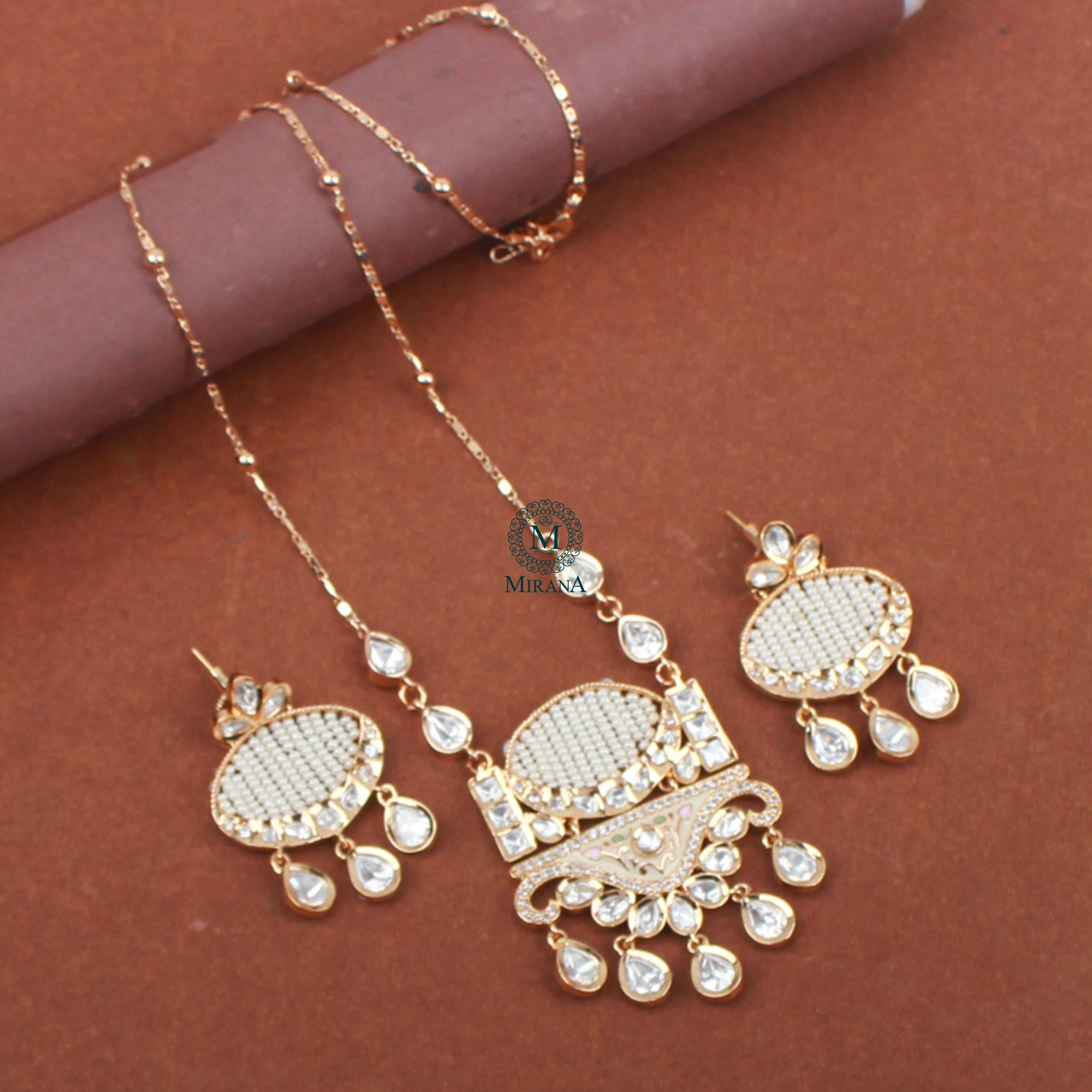 Jasmin Meenakari Polki Designer Pendant Set