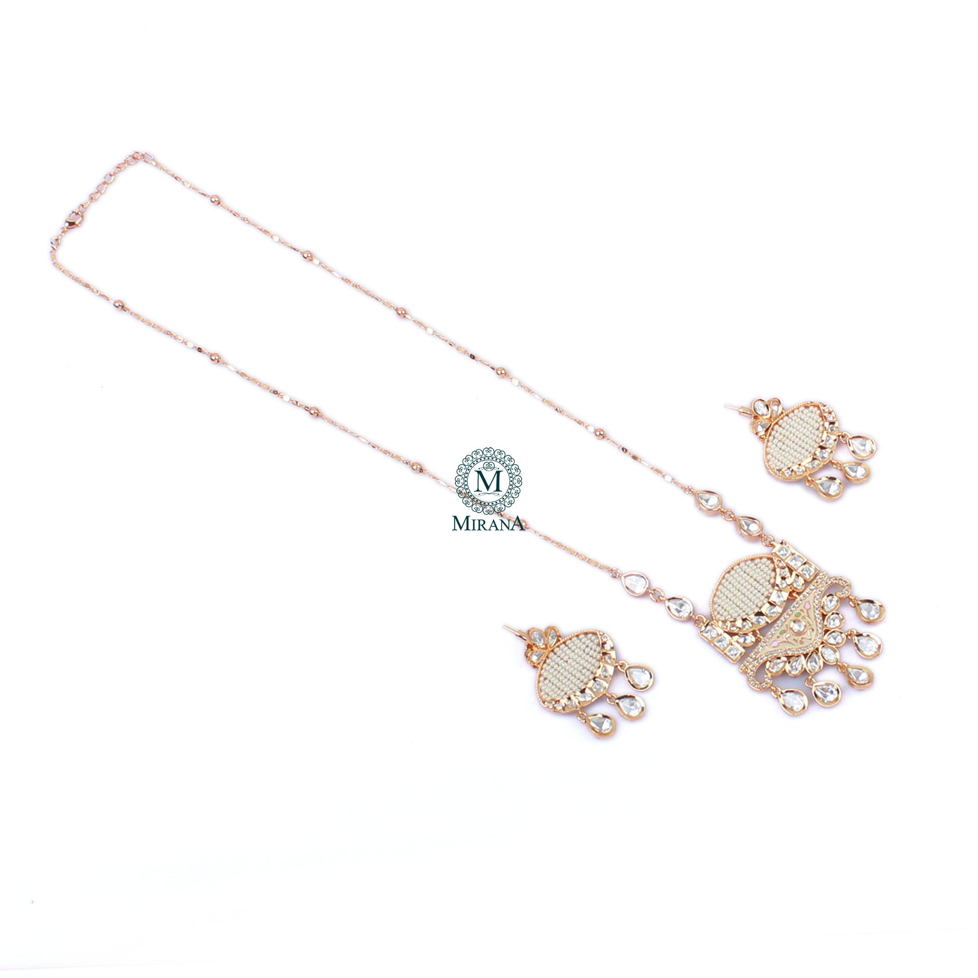 Jasmin Meenakari Polki Designer Pendant Set